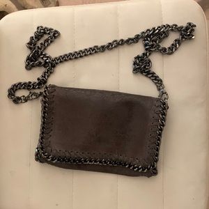 Charcoal gray shoulder purse (Italian leather)
